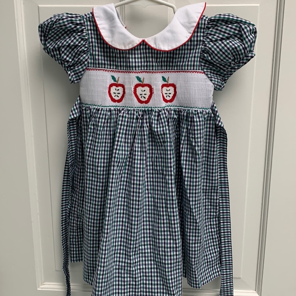 Anavini hand smocked apple dress